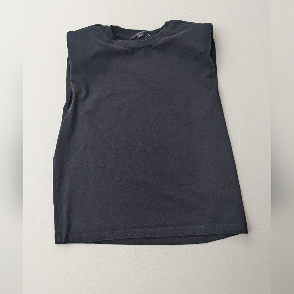 All Saints black padded shoulder muscle tee
